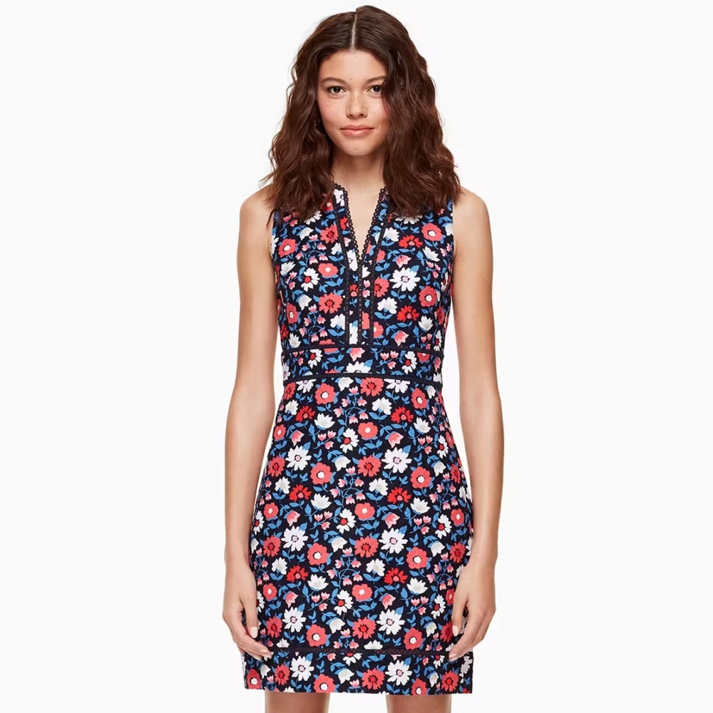 Like New Kate Spade Floral Mini Dress - Navy and Red